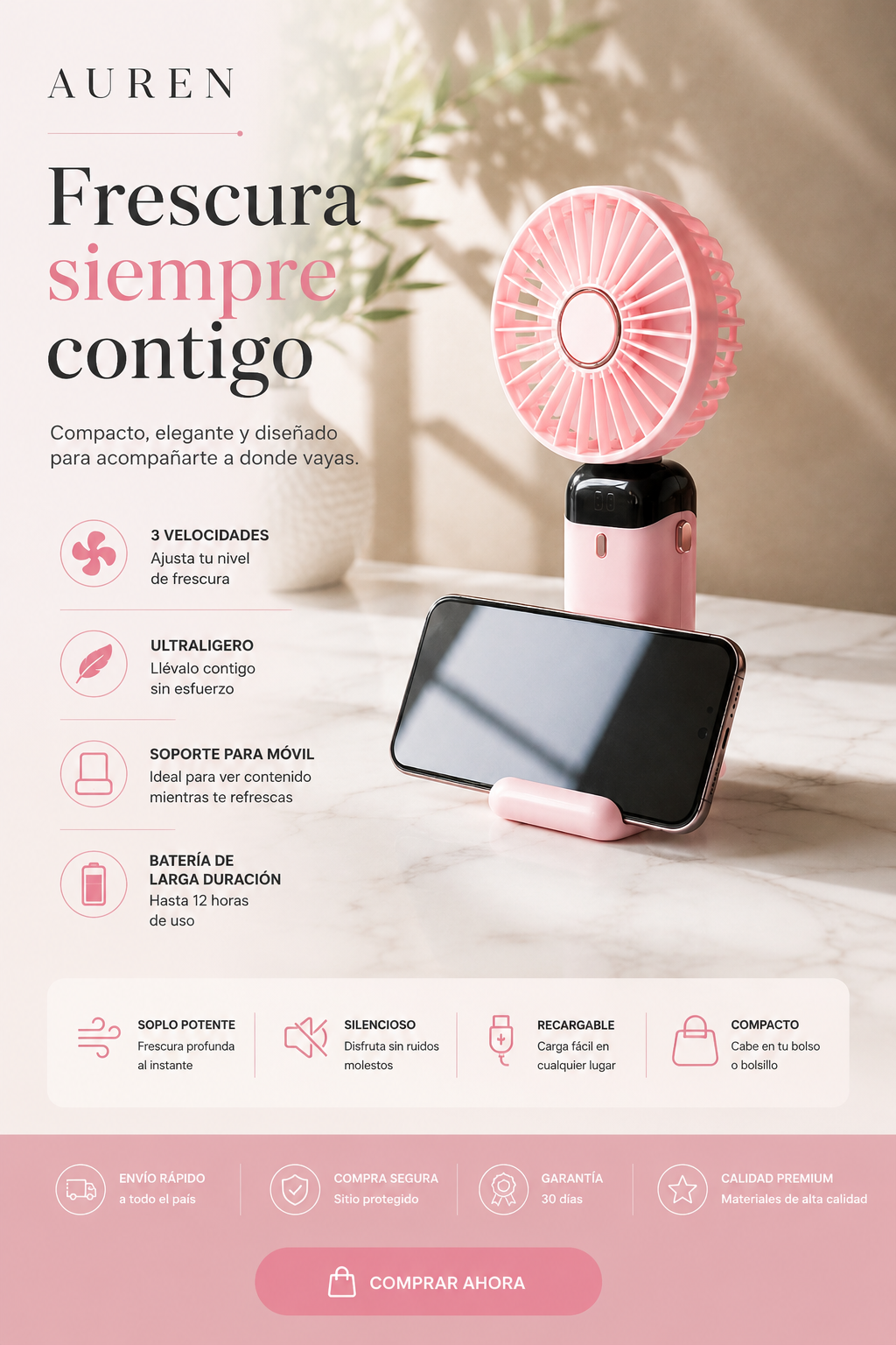 Mini Air — Ventilador Portátil con Soporte para Celular